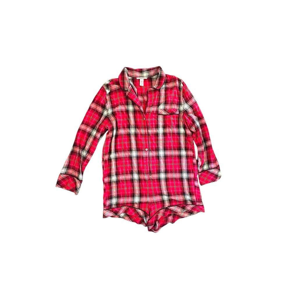 Victoria's Secret Women's Sexy Red Plaid Romper Size Large‎ Sexy Flirty Pajamas